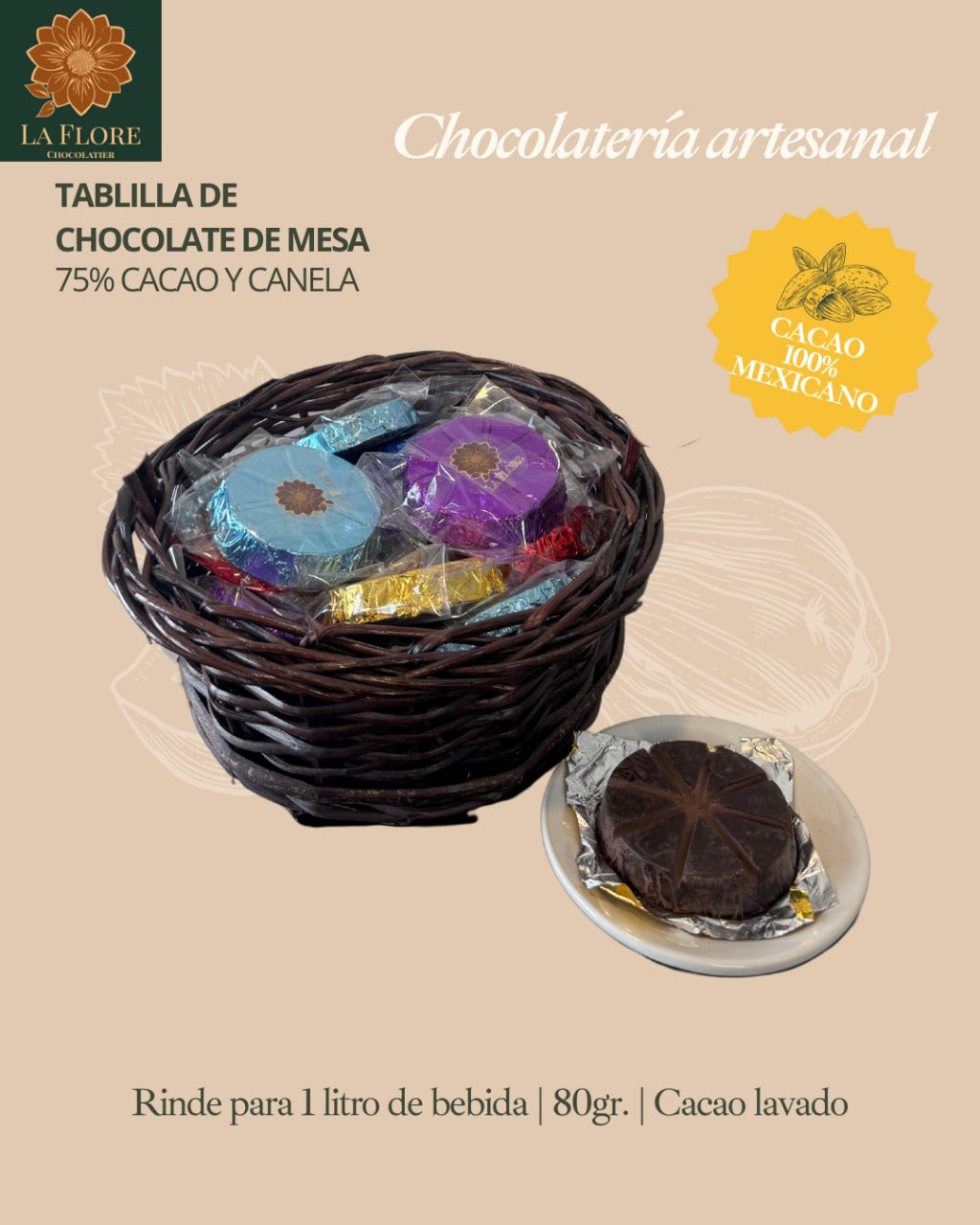 Tablilla de Chocolate de Mesa con Canela (85 g)